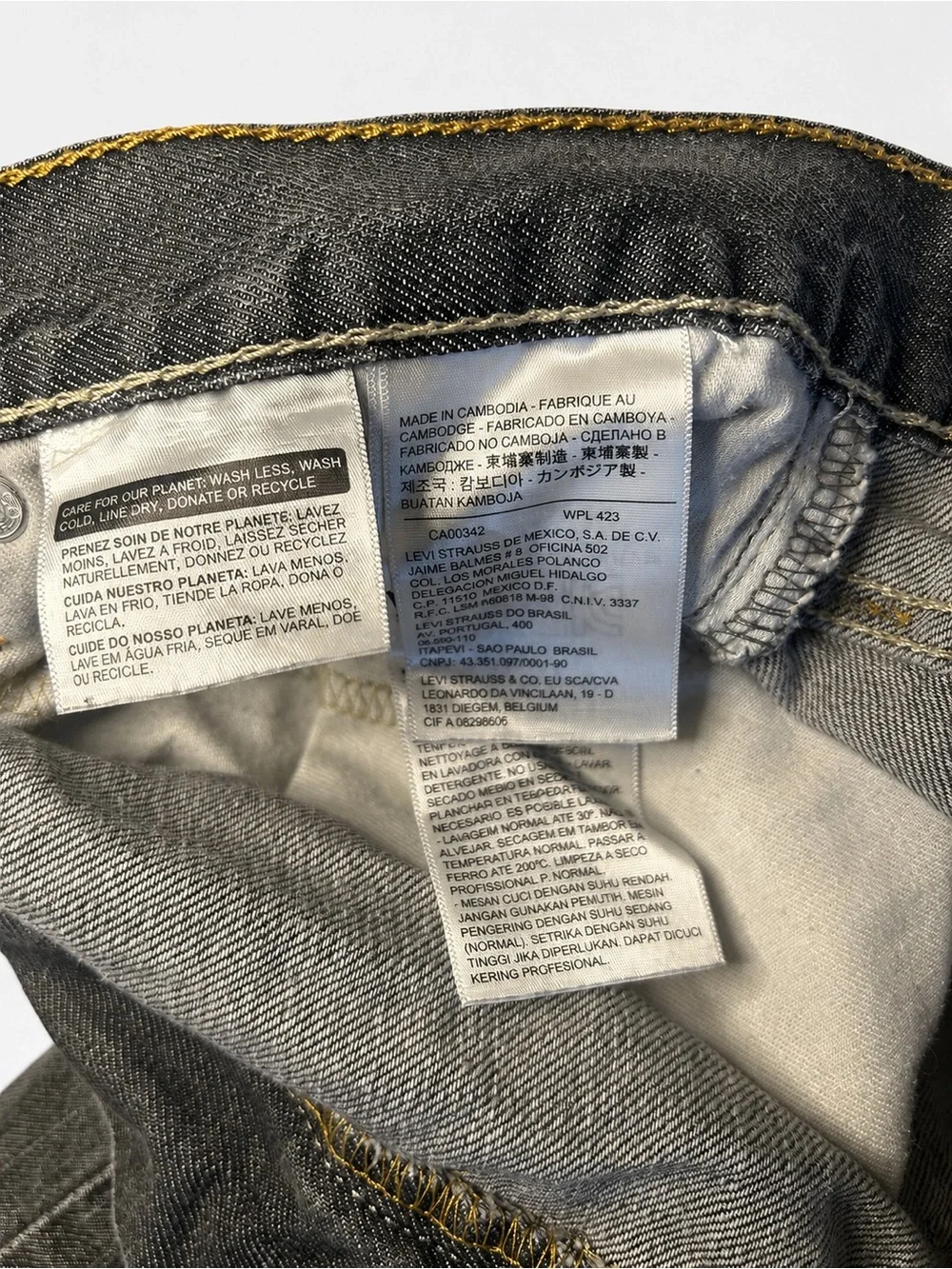 Men's Levi’s 514 Grey Black Washed Straight-Leg Jeans EUC 34 x 34